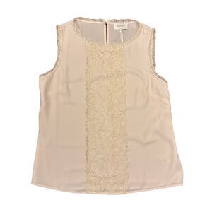 Laundry by Shelli Segal Lace Flowy Cami Romantic Cream Top Size M